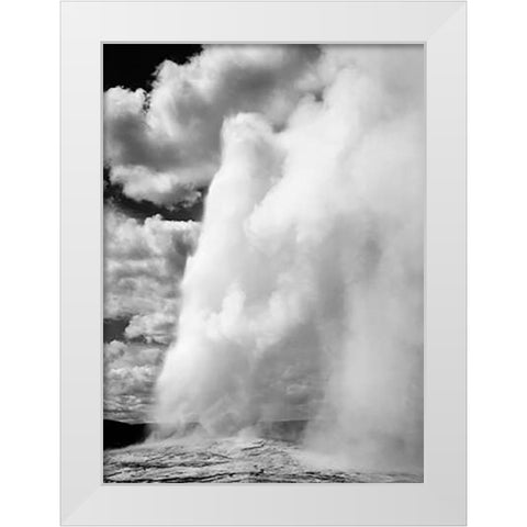 Old Faithful, Yellowstone National Park, Wyoming, ca. 1941-1942 White Modern Wood Framed Art Print by Adams, Ansel