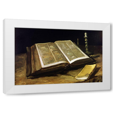 Custom Crop - The Bible: Still Life White Modern Wood Framed Art Print by Van Gogh, Vincent