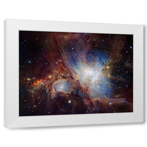 Deep infrared view of the Orion Nebula from HAWK-I White Modern Wood Framed Art Print by Drass, H.