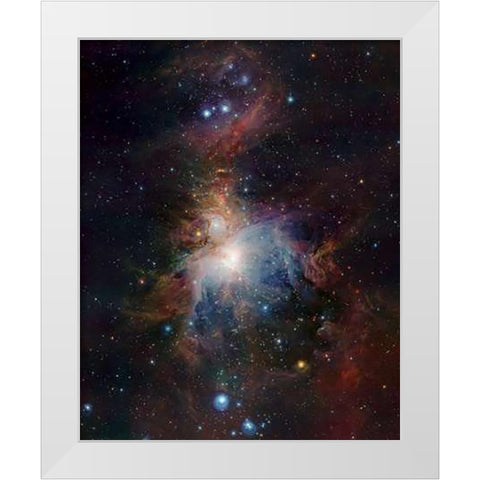 VISTAs infrared view of the Orion Nebula White Modern Wood Framed Art Print by Emerson, J.