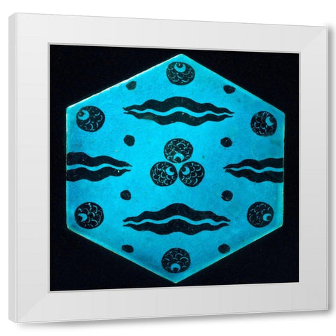 Blue Hexagonal Tile White Modern Wood Framed Art Print by Artisan, Unknown 17th Century Syrian