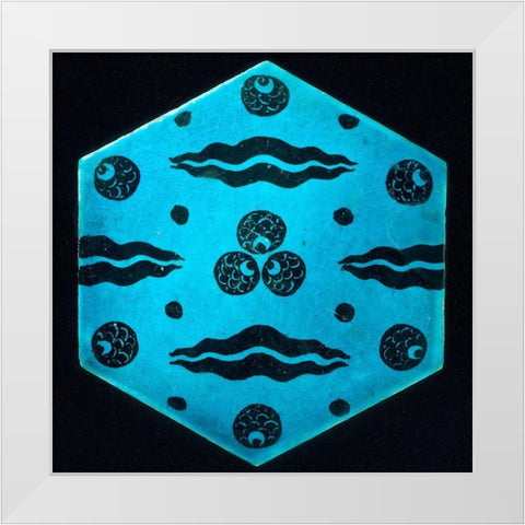 Blue Hexagonal Tile White Modern Wood Framed Art Print by Artisan, Unknown 17th Century Syrian