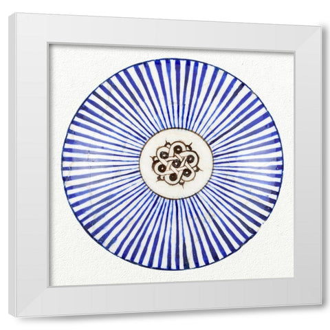 Blue Striped Bowl White Modern Wood Framed Art Print by Artisan, Unknown 13th Century Persian