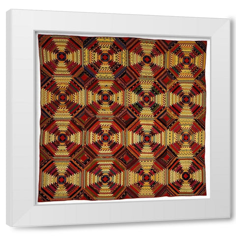 Quilt, Log Cabin Pattern, Pineapple variation White Modern Wood Framed Art Print by Needleworker, Unknown 19th Century American