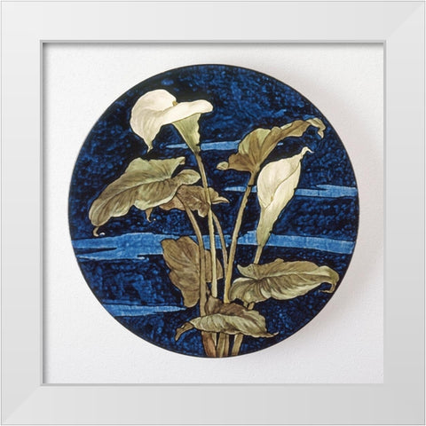 Charger - Calla Lily Pattern White Modern Wood Framed Art Print by Artisan, Unknown 19th Century American