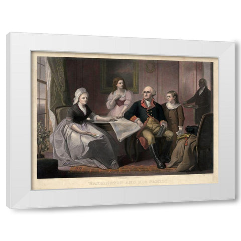 Washington and His Family White Modern Wood Framed Art Print by Sartain, William