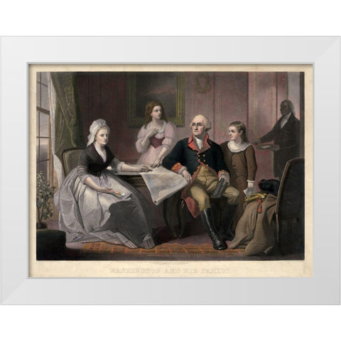 Washington and His Family White Modern Wood Framed Art Print by Sartain, William