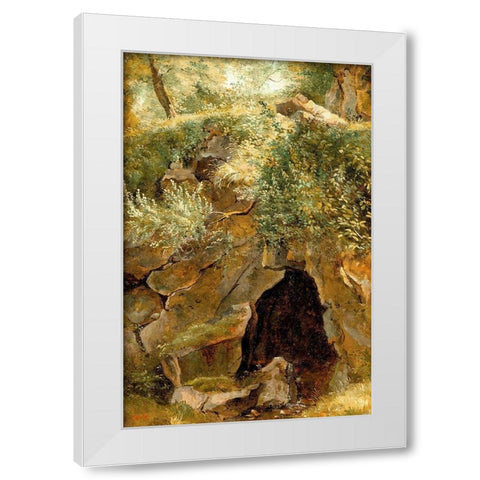 The Cave White Modern Wood Framed Art Print by Rousseau, Pierre Etienne Theodore