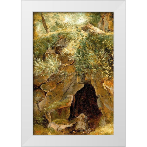 The Cave White Modern Wood Framed Art Print by Rousseau, Pierre Etienne Theodore
