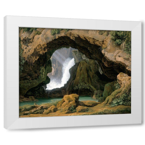 The Grotto of Neptune in Tivoli White Modern Wood Framed Art Print by Rohden, Johann Martin von