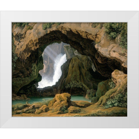 The Grotto of Neptune in Tivoli White Modern Wood Framed Art Print by Rohden, Johann Martin von