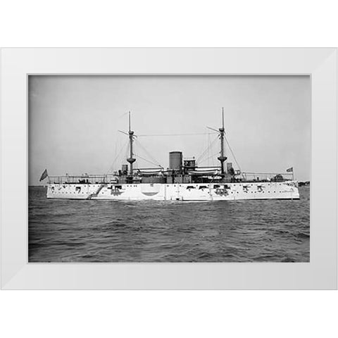 USS Texas, 1895 White Modern Wood Framed Art Print by Hart, Edward