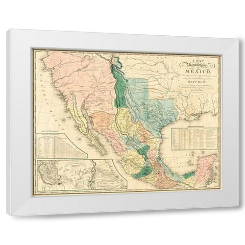 A map of the United States of Mexico : as organized and defined by the several acts of the Congress  White Modern Wood Framed Art Print by Tanner, Henry Schenck