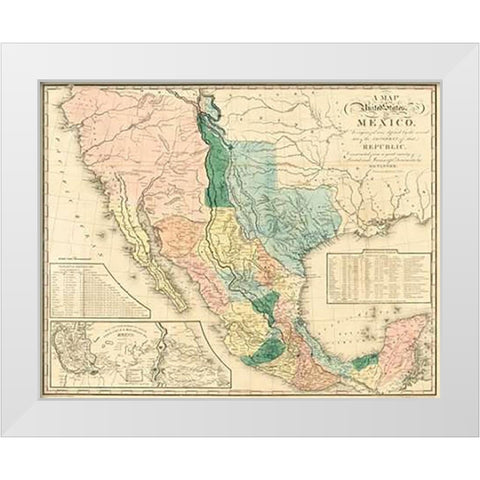 A map of the United States of Mexico : as organized and defined by the several acts of the Congress  White Modern Wood Framed Art Print by Tanner, Henry Schenck
