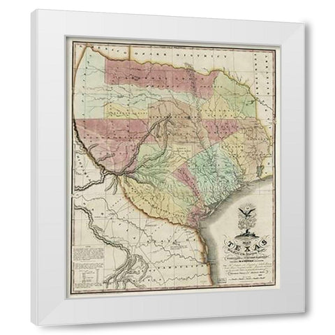 Map of Texas with parts of the adjoining states, 1837 White Modern Wood Framed Art Print by Tanner, Henry Schenck