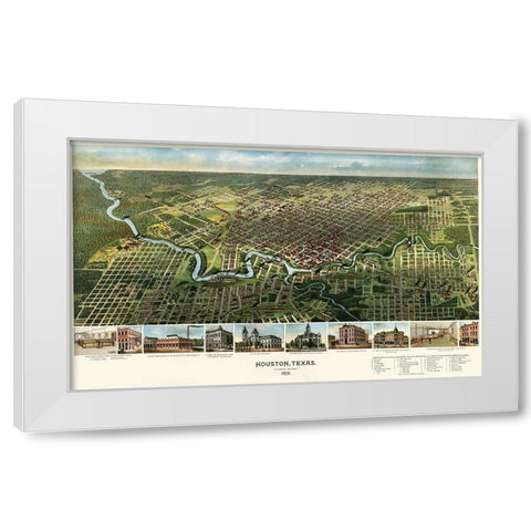Houston, Texas, 1891 White Modern Wood Framed Art Print by Cartographer, Unknown 19th Century