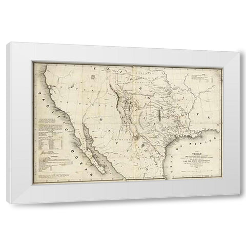 Map of Texas and the countries adjacent, 1844 White Modern Wood Framed Art Print by H. Emory, William H., Emory, William