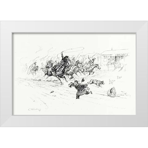 Painting the Town, 1899 White Modern Wood Framed Art Print by Russell, Charles
