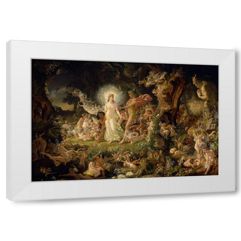 The Quarrel of Oberon and Titania White Modern Wood Framed Art Print by Paton, Sir Joseph Noel