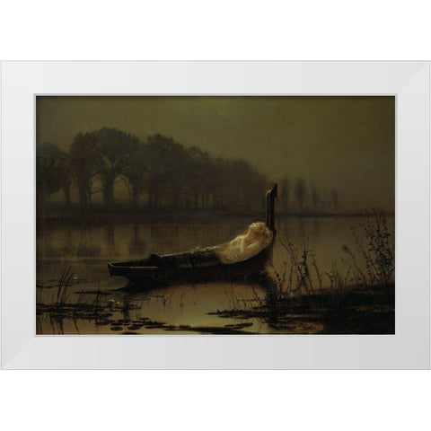 The Lady of Shalott White Modern Wood Framed Art Print by Grimshaw, John Atkinson