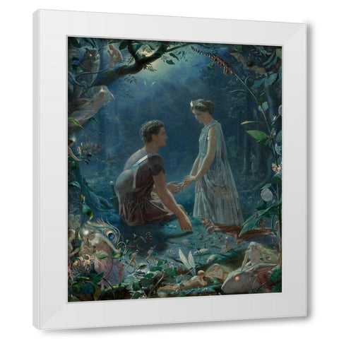 A Midsummer Nights Dream - Hermia and Lysander White Modern Wood Framed Art Print by Simmons, John