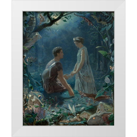 A Midsummer Nights Dream - Hermia and Lysander White Modern Wood Framed Art Print by Simmons, John