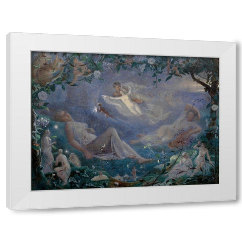 Scene from A Midsummer Nights Dream White Modern Wood Framed Art Print by Simmons, John