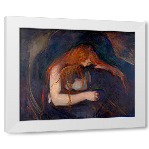 Vampire, 1895 White Modern Wood Framed Art Print by Munch, Edvard