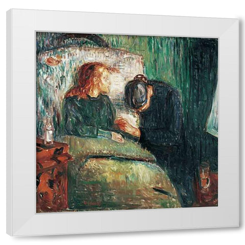 The Sick Child, 1907 White Modern Wood Framed Art Print by Munch, Edvard