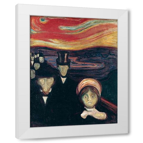 Anxiety, 1894 White Modern Wood Framed Art Print by Munch, Edvard