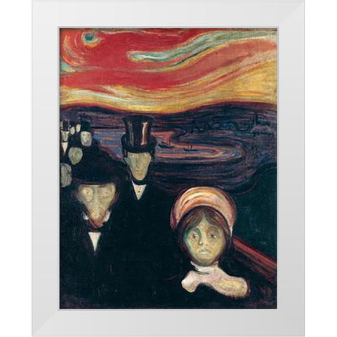 Anxiety, 1894 White Modern Wood Framed Art Print by Munch, Edvard