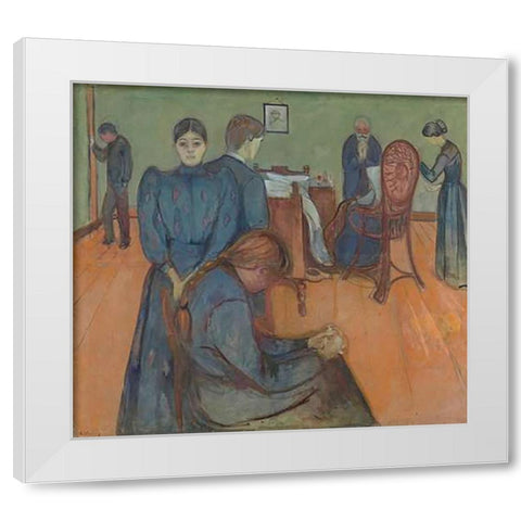 Death in the Sickroom, 1893 White Modern Wood Framed Art Print by Munch, Edvard