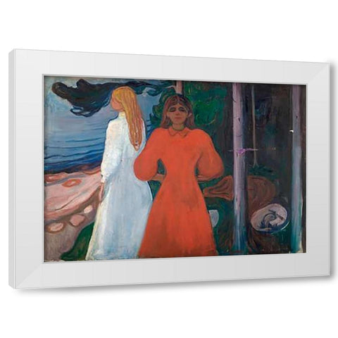 Red and White, 1899-1900 White Modern Wood Framed Art Print by Munch, Edvard