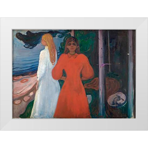 Red and White, 1899-1900 White Modern Wood Framed Art Print by Munch, Edvard