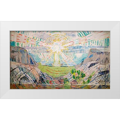 The Sun, 1910-1911 White Modern Wood Framed Art Print by Munch, Edvard