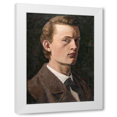 Self-Portrait , 1882 White Modern Wood Framed Art Print by Munch, Edvard