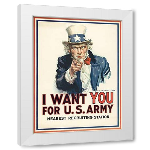 I want you for U.S. Army, c. 1917 White Modern Wood Framed Art Print by Flagg, James Montgomery