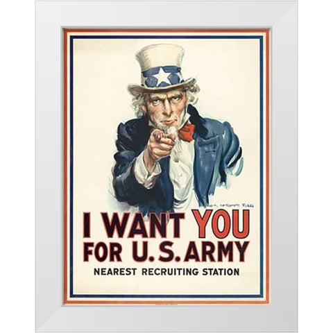I want you for U.S. Army, c. 1917 White Modern Wood Framed Art Print by Flagg, James Montgomery