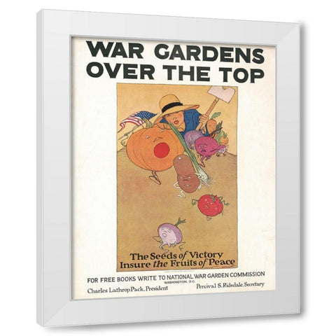 War Gardens Over the Top, 1919 White Modern Wood Framed Art Print by Barney, Maginel Wright