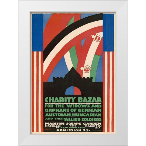 Charity Bazaar for Widows and Orphans, 1916 White Modern Wood Framed Art Print by Reiss, Winold