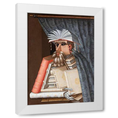 The Librarian White Modern Wood Framed Art Print by Arcimboldo, Giuseppe