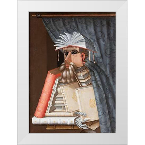 The Librarian White Modern Wood Framed Art Print by Arcimboldo, Giuseppe