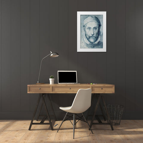 Self Portrait White Modern Wood Framed Art Print by Arcimboldo, Giuseppe