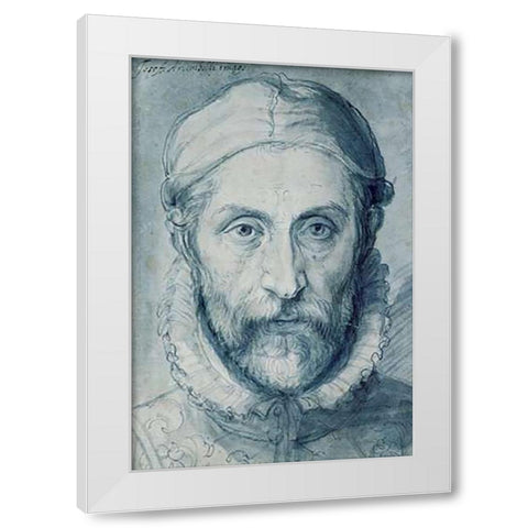 Self Portrait White Modern Wood Framed Art Print by Arcimboldo, Giuseppe