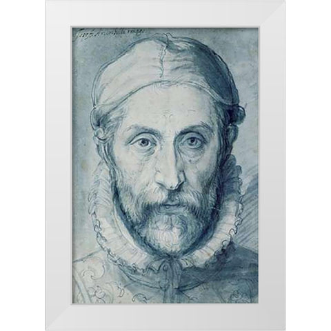 Self Portrait White Modern Wood Framed Art Print by Arcimboldo, Giuseppe