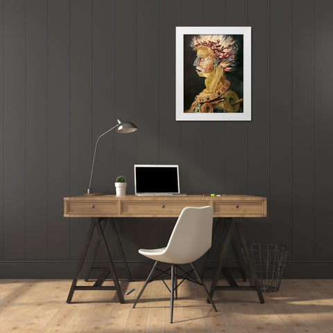 Fire White Modern Wood Framed Art Print by Arcimboldo, Giuseppe
