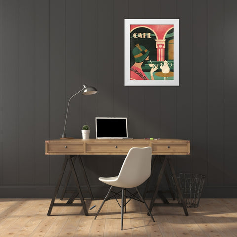 Art Deco Cafe White Modern Wood Framed Art Print by Wickstrom, Martin