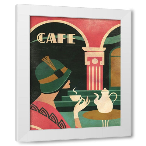 Art Deco Cafe White Modern Wood Framed Art Print by Wickstrom, Martin