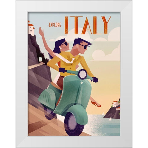 Explore Italy White Modern Wood Framed Art Print by Wickstrom, Martin