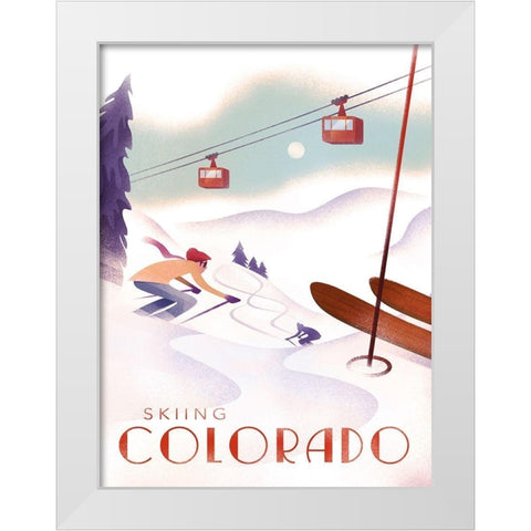 Skiing Colorado White Modern Wood Framed Art Print by Wickstrom, Martin